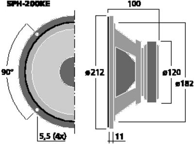 Monacor SPH-200KE, Abmessungen
