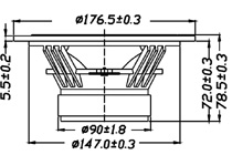 Tang Band W6-623, 16cm Tiefmitteltöner, Zeichnung Tang Band W6-623, 16cm Tiefmitteltöner, Zeichnung